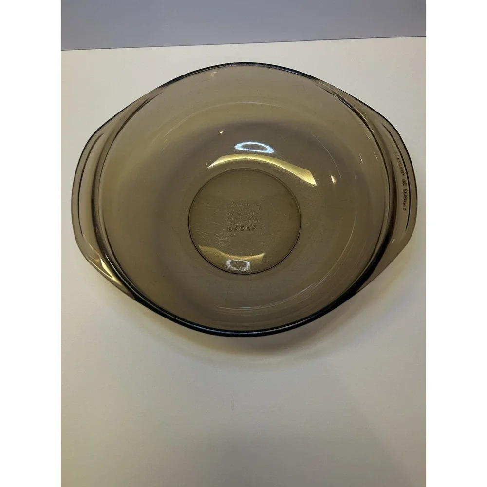 Pyrex 024 2L‎ Vintage Translucent Brown Glass Round Bowl Casserole Dish Lid